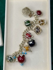 Rare Signed West Germany Chinese Lantern Charm Bracelet Multicolor Silver Tone
