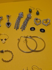 22 Pairs MCM Retro Vintage Fun Pierced Earrings Rhinestones Faux Pearls Beaded