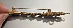 VTG Bar Brooch Scepter Staff 3 1/2″s Crown top Faux Pearl in hand