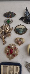 Vintage & Antique Deco Brooch Variety Craft Lot Pot Metal Celluloid Rhinestone