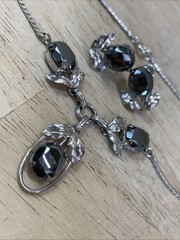 Sterling Hematite Black Diamond Zeidell’s Necklace Earrings Bracelet Vtg 1950s