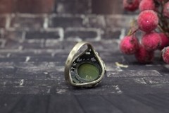 1970s Ukraine Vintage old russian Sterling SILVER 875 Ring stone nephritis jade