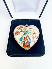 Vintage Gold Guilded Double Sided Porcelain Pendant Gently Used