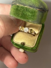 Antique natural diamond💎Canary🍋Sapphires retro RedGold masterpiece