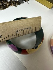 Vintage Bracelet Cuff Bangle Wood Painted 3 Piece Chunky Colorful