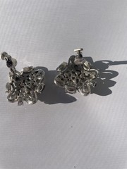 Vintage Francois Bracelet and Clip On Earrings Set Silver Tone with Rhinestones