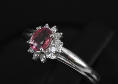 Fine 0.54ct Padparadscha Sapphire & 0.15ct Diamond Platinum Ring Size 7.5, 4.62g