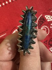 UNIQUE VINTAGE CHRYSOCOLLA STERLING SILVER RING