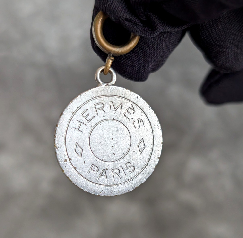 Vintage Hermès Paris “Sellier” Round Charm / Pendant