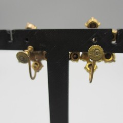 Vintage West Germany Earrings Rhinestone Cluster Purple Screwback