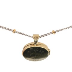14k White Yellow Gold Locket w/18″ 14k White Gold Chain Yellow Gold Beads #J7354