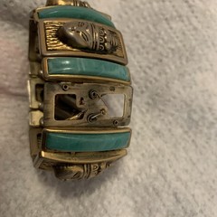 Vintage Egyptian Revival Expandable Bracelet (Harwood?) For Parts Or Repair.