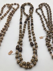 3 Vintage Wood 56 inch Beaded Necklaces With Tag Made In Japan NOS