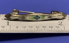 Vintage Art Deco Petite 1.2” Guilloche Enamel Brooch Delicate Lightweight Beauty