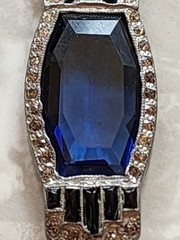 Vintage Art Deco Necklace Blue Glass Articulated 15 Inches/2.25 In Pendant READ
