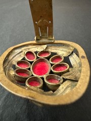 Antique? Max Neiger Bohemia Red Glass Cabochons Gold Tone 1910-1920 Clip