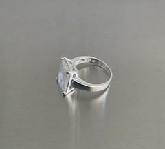 Vintage Mercury Mist Topaz Radiant Cut Solitaire Ring 925 Sterling Silver Size 8