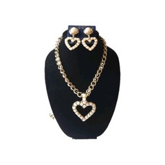Vtg 1980s BIJOUX GIVENCHY Pearl Heart Necklace & NWT Clip-On Earrings Set