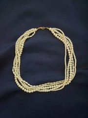 Vintage Avon Signed 6 Strand Faux Pearl Necklace Layered Multi Strand 16″ Clasp