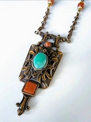 Vintage Robert Rose Bronze Tone Victorian Nouveau Style Necklace