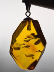 Vintage Brown Natural Amber Pendant from Latvia, Sterling Silver