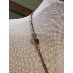 Vintage Gold Tone Delicate Statement Necklace Purple Prong Set Stones 20 Inch
