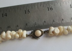116g 30in VINTAGE ANGEL SKIN CORAL GRADUATED BRANCH BEAD NECKLACE SILVER CLASP