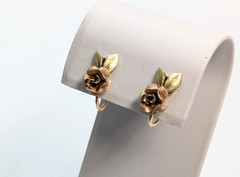 VTG Krementz Dainty Multi Tone Gold Filled Rose Screw on Earrings 1/2″ Long