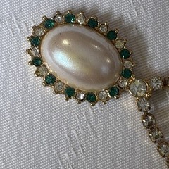 Monet Costume Pearl Emerald Necklace Baroque Glamorous Princess Elegant Dressy