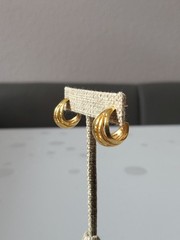 Rare Vintage .75″ Hoops Goldtone Ornate Earrings Eleborate Swirls Beautiful R11