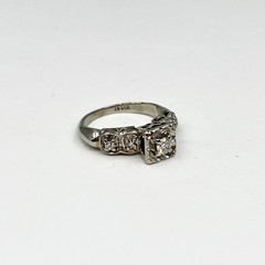 14k White Gold Vintage Art Deco Diamond Engagement Ring Size 3.5 (1705942-11)