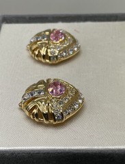 Nolan Miller Pink Venus Women’s Clip On Earrings Gold Plated Crystals