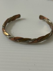 Vintage Copper, Brass, And Silver Bracelet Cuff Art Deco -#555