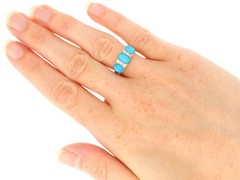 Antique 1.65Ct Turquoise, 0.24Ct Diamond and 15k Yellow Gold Ring Circa 1890