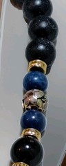Estate Vintage Stunning Cloisonne Blue Sodalite Lava Bead Statement Necklace EUC