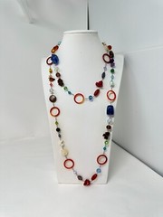 Unique 925 Sterling Silver Genuine Gemstone Pearl Crystal Bicone 32″ Necklace