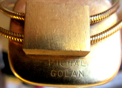 Signed Michal Golan Gold Tone Lariat Bolo Long Sliding Necklace with Tips/Aglets
