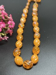 Vintage Orange Plastic Lucite Beaded 16” Necklace 6076