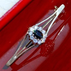 14k yellow gold 0.80ct sapphire, topaz pin brooch heated vintage 3.20gr N3810