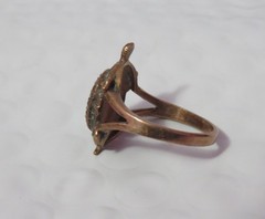 ANTIQUE BRASS OR COPPER & MARCASITE TURTLE RING SZ. 8
