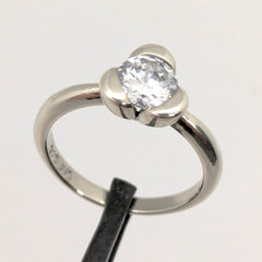 Vintage Elegant RING Silver 925 with Bright Stone -size: 6.5US (16.7mm)| UA #126
