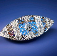 NATURAL EARTH MINED DIAMOND ORIGINAL ART Deco Brooch PLATINUM Filigree Pendant
