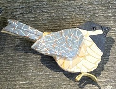 VTG 2002 Jacqui Ertischek Signed Polymer Clay Chickadee Bird Brooch Pin Pair Set