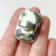 Latappy French Vintage Brutalist Adjustable Statement Ring Resin Mixed Metal HTF
