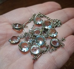 Antique Art Deco Sterling Rock Crystal(?) Necklace 19″ INCOMPLETE See Pics/Desc