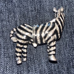 Vintage Zebra Figure Black Enamel Stripes 2.5″ Trinket Box