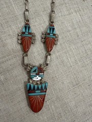 Vintage Signed Ola Eriacho Zuni Sterling Silver Necklace