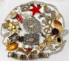 Lot Vintage & Modern Jewelry Parts Broken Repurpose Craft Rhinestones Harvest Z