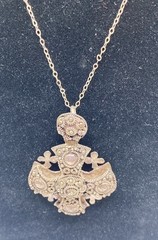 Vintage Retro 800 Silver Jerusalem Cross Pendant Necklace 18″ 925