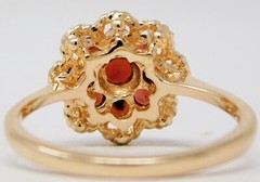 Mid-Century 14 kt Rose Gold Almandite Garnet Floral Motif Ring Sz 5.75+ B4931